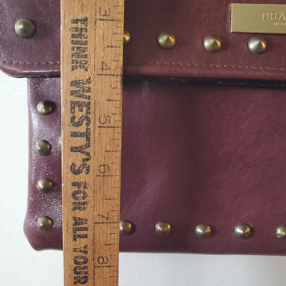 Draco Studded Leather Crossbody Purse Bag Clutch Colorfully Beaded Guitar Strap